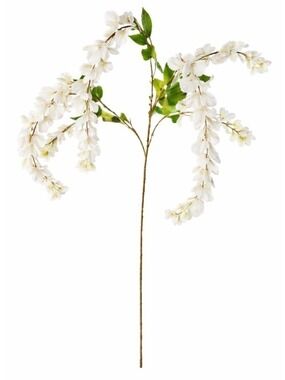 White Wisteria Stem 43 Inch Artificial Hanging Flowers Silk Flora